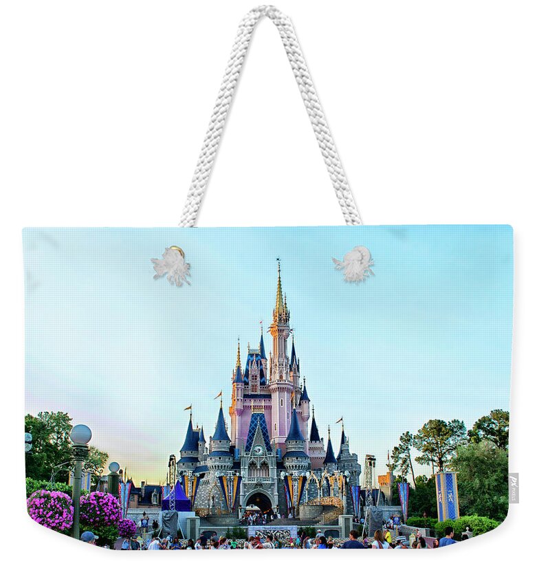 Magic Kingdom Weekender Tote Bag featuring the photograph The Magic Kingdom Castle On A Beautiful Summer Day Horizontal MP by Thomas Woolworth