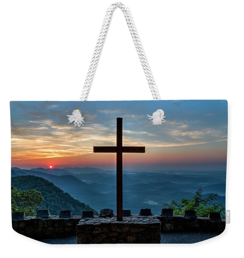 Reid Callaway The Magnificent Cross Weekender Tote Bag featuring the photograph The Magnificent Cross Pretty Place Chapel Greenville SC Great Smoky Mountains Art by Reid Callaway