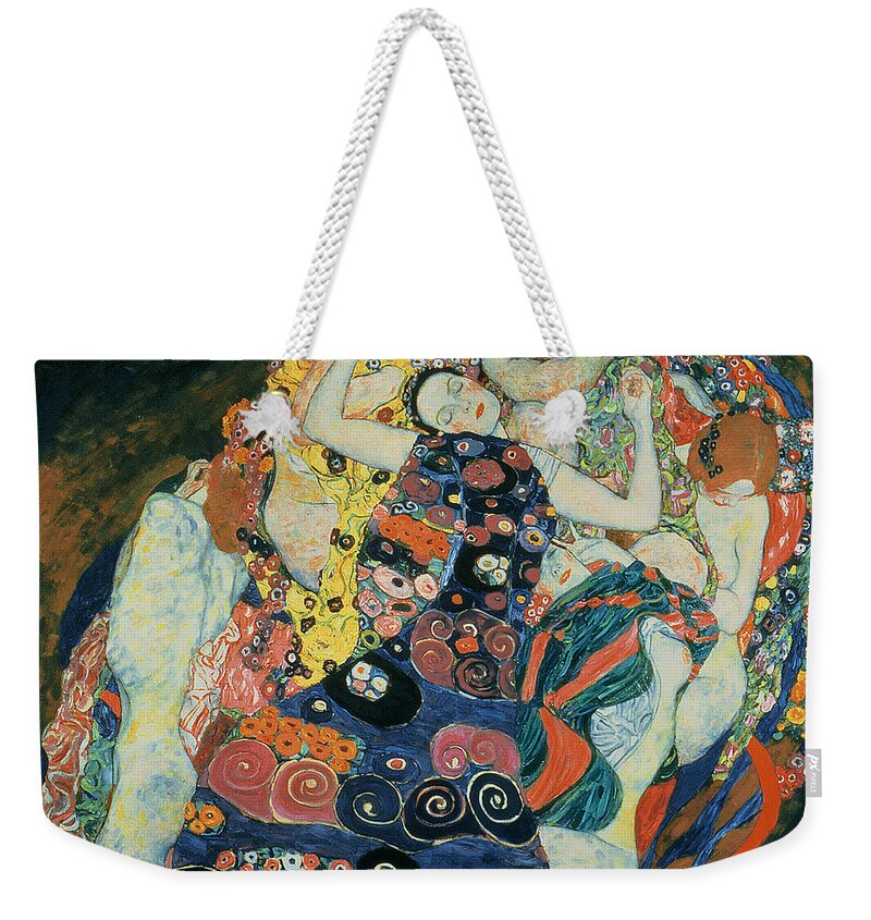 The Maiden Weekender Tote Bag featuring the painting The Maiden by Gustav Klimt