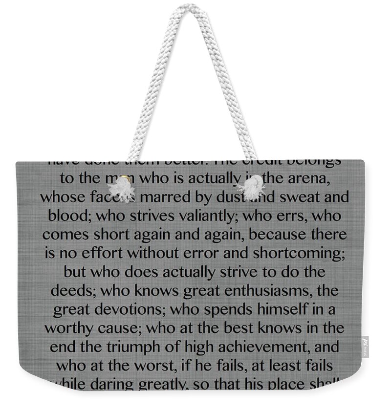 Teddy Roosevelt Against Critics Inspirational Quote Canvas Totebag