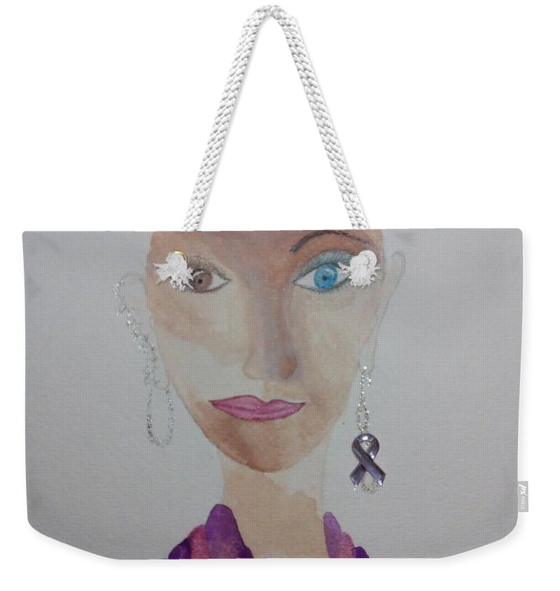Cancer Weekender Tote Bag featuring the painting The Many Faces of Cancer by Susan Nielsen