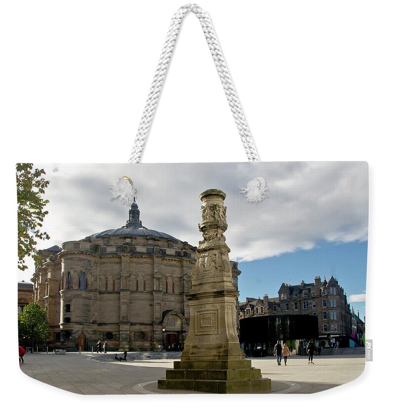 Hall Weekender Tote Bag featuring the photograph The Mc Ewan Hall and Bristo Square by Elena Perelman