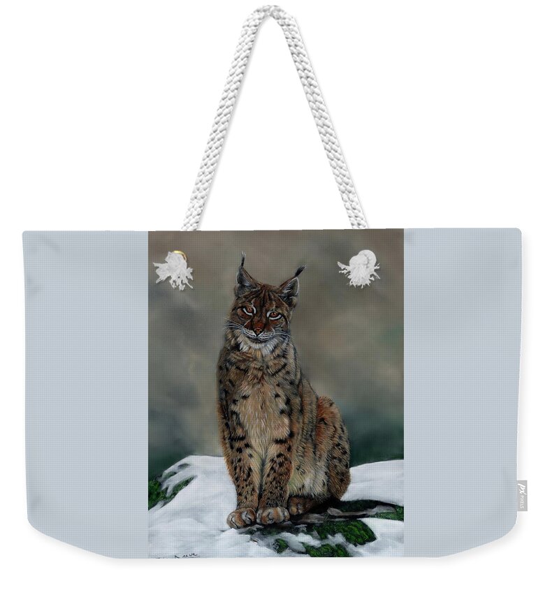 Lynx Weekender Tote Bag featuring the painting The Missing Lynx by John Neeve