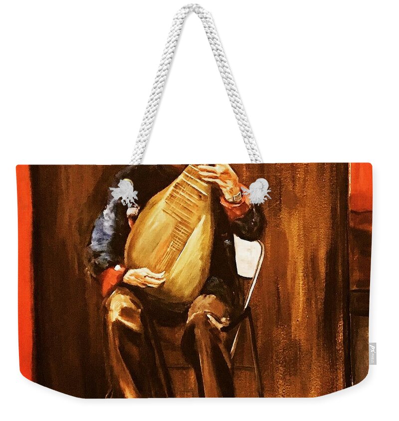 Musician Weekender Tote Bag featuring the painting The Musician by Belinda Low