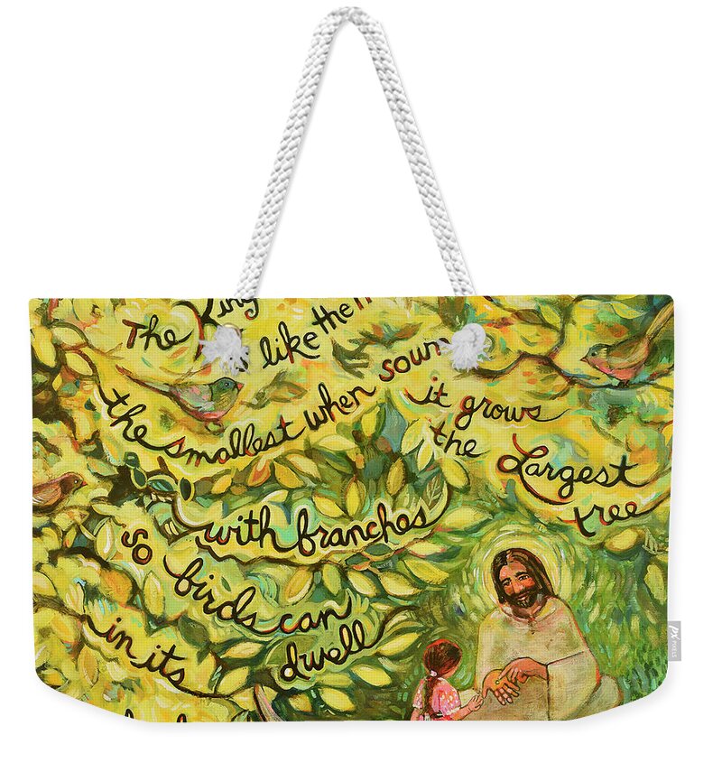 Jen Norton Weekender Tote Bag featuring the painting The Mustard Seed by Jen Norton
