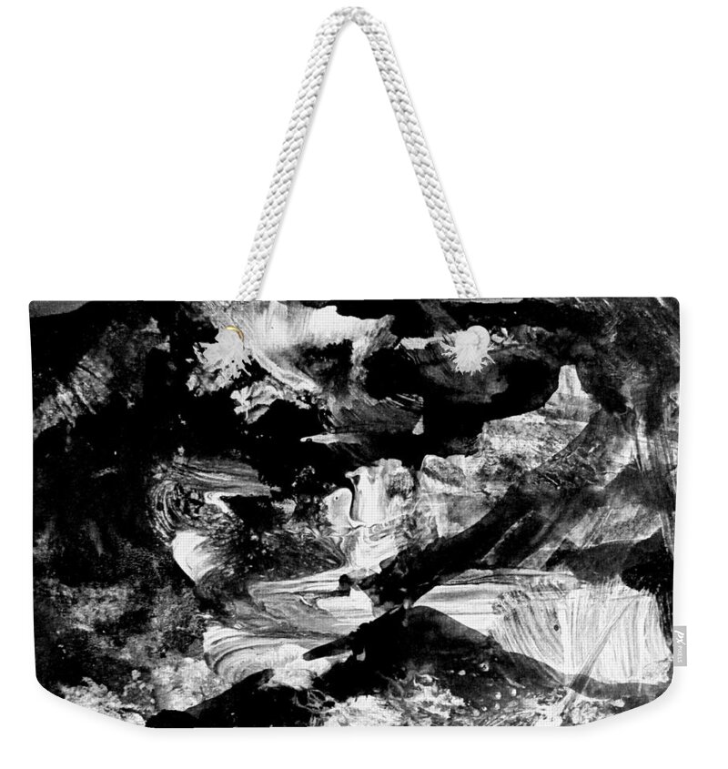 Abstract Mountain Landscape Weekender Tote Bag featuring the painting The Mystery of Mountains by Nancy Kane Chapman