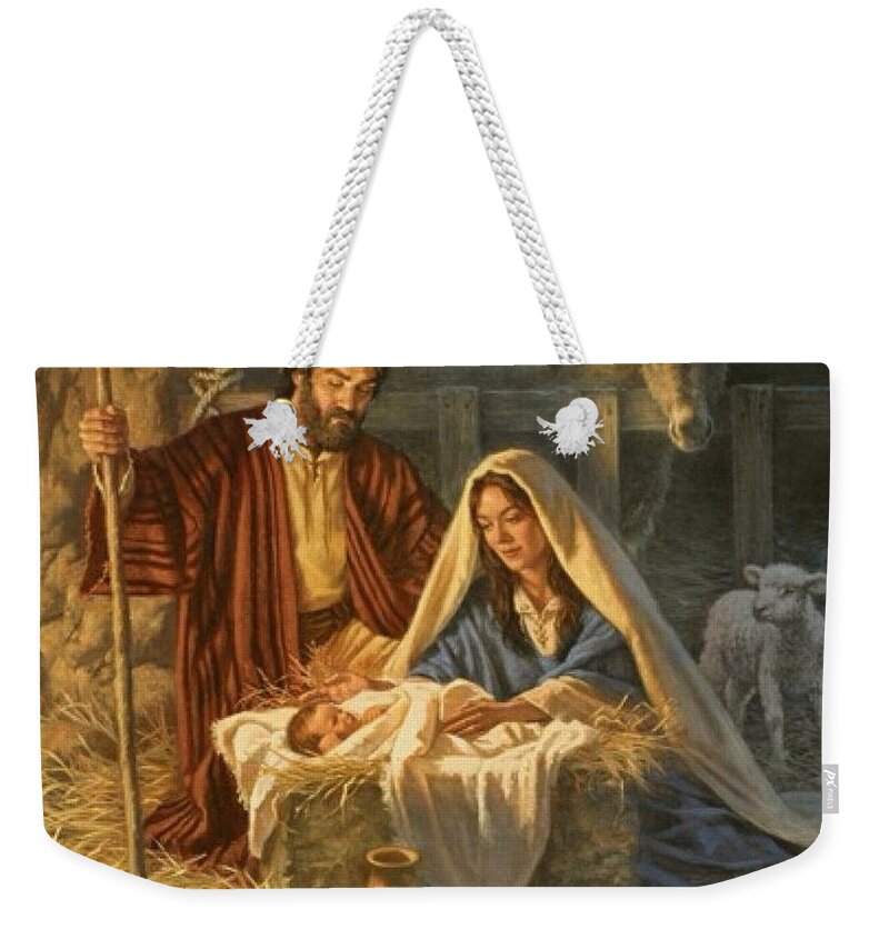 Nativity Weekender Tote Bag featuring the painting The Nativity by Artist Unknown