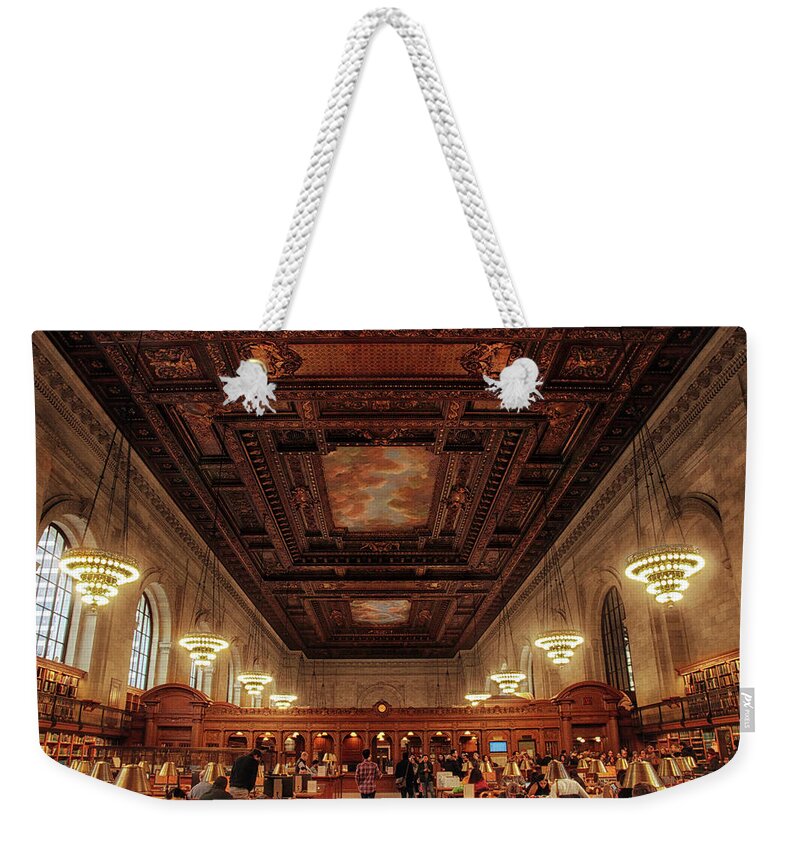 New York Public Library Weekender Tote Bag featuring the photograph The New York Public Library by Jessica Jenney