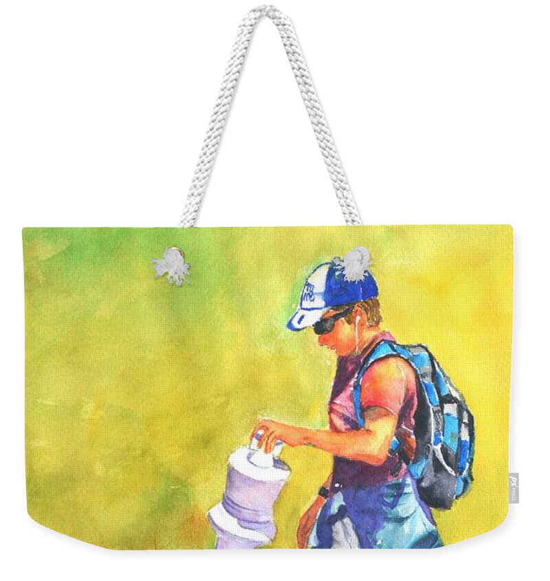 Boy Weekender Tote Bag featuring the painting The next move #2 by Betty M M Wong
