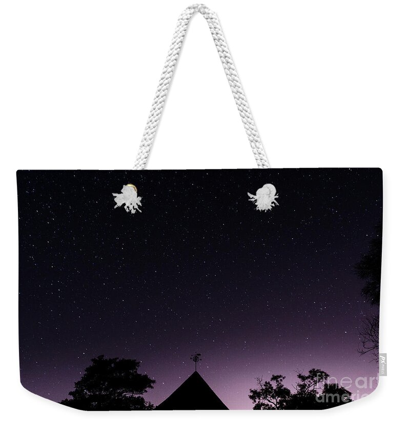 Astro Weekender Tote Bag featuring the photograph The Night Sky, Great Dixter House and Gardens by Perry Rodriguez