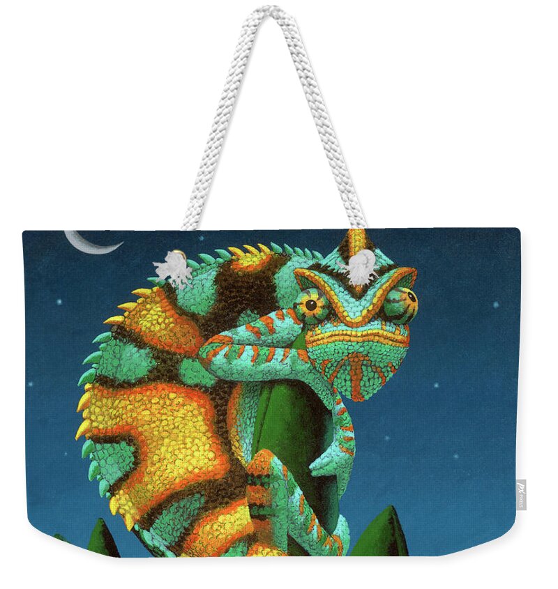 Chameleon Weekender Tote Bag featuring the painting The Night Watch by Chris Miles