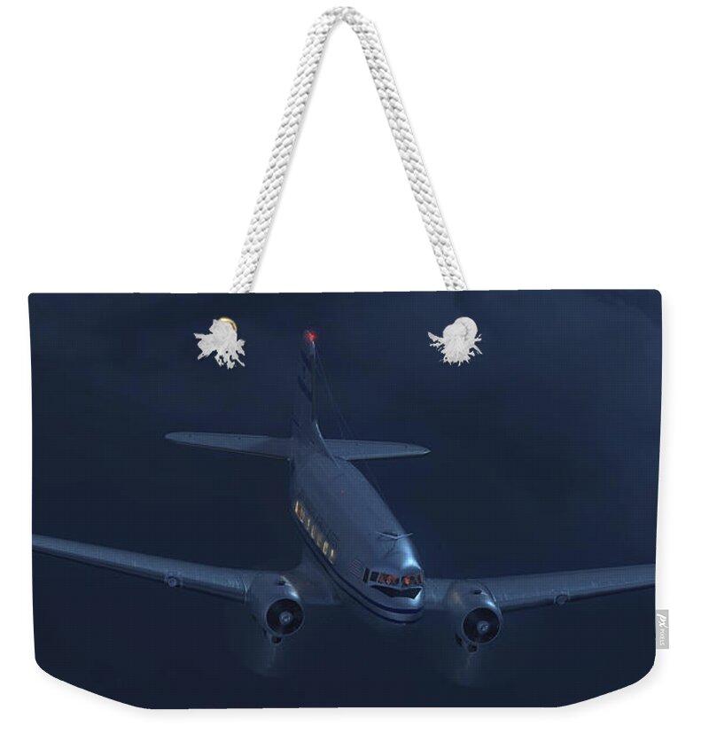  Weekender Tote Bag featuring the digital art The Night Watch DC-3 Only by Adam Burch