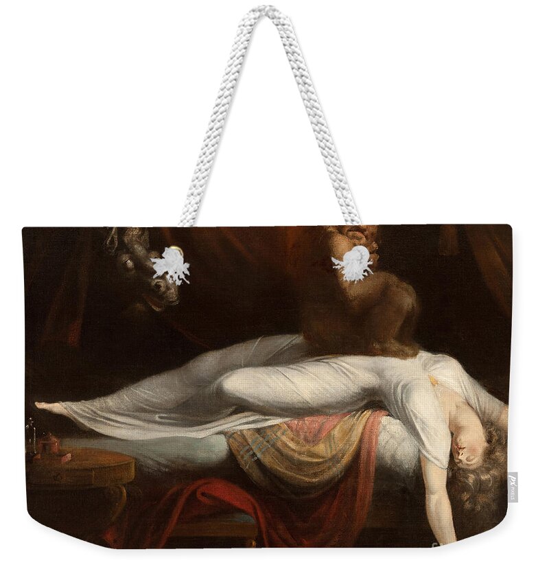 The Weekender Tote Bag featuring the painting The Nightmare by Henry Fuseli
