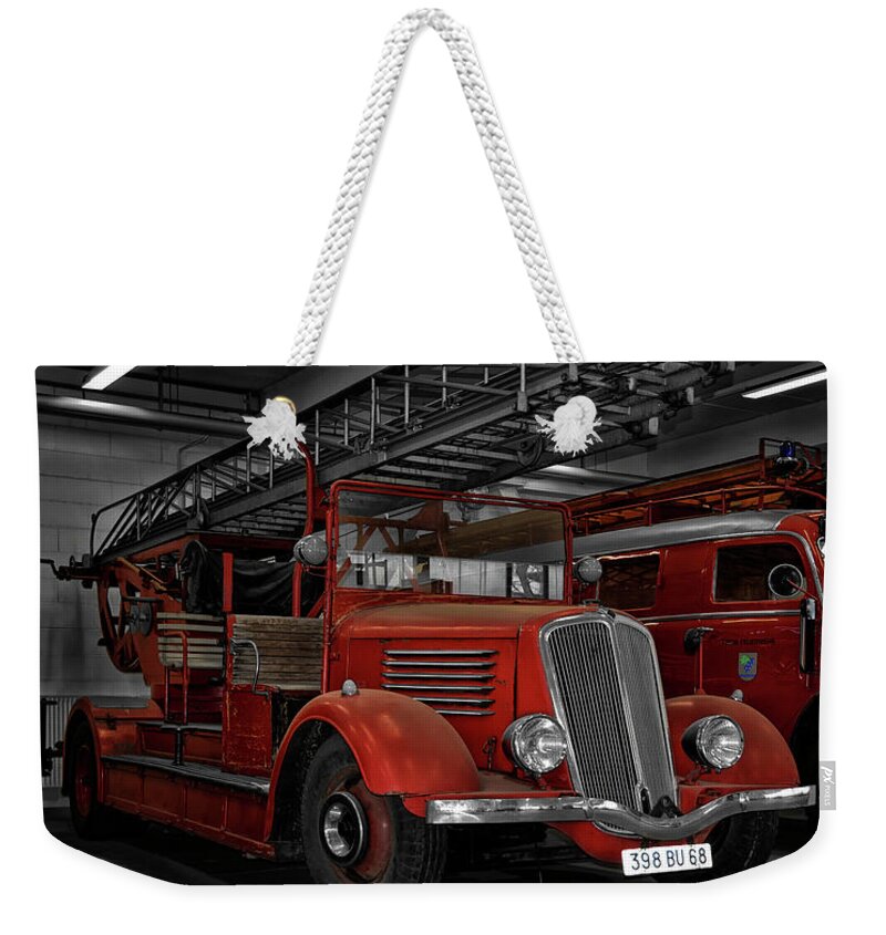 Fire Weekender Tote Bag featuring the photograph The Old Fire Trucks by Joachim G Pinkawa