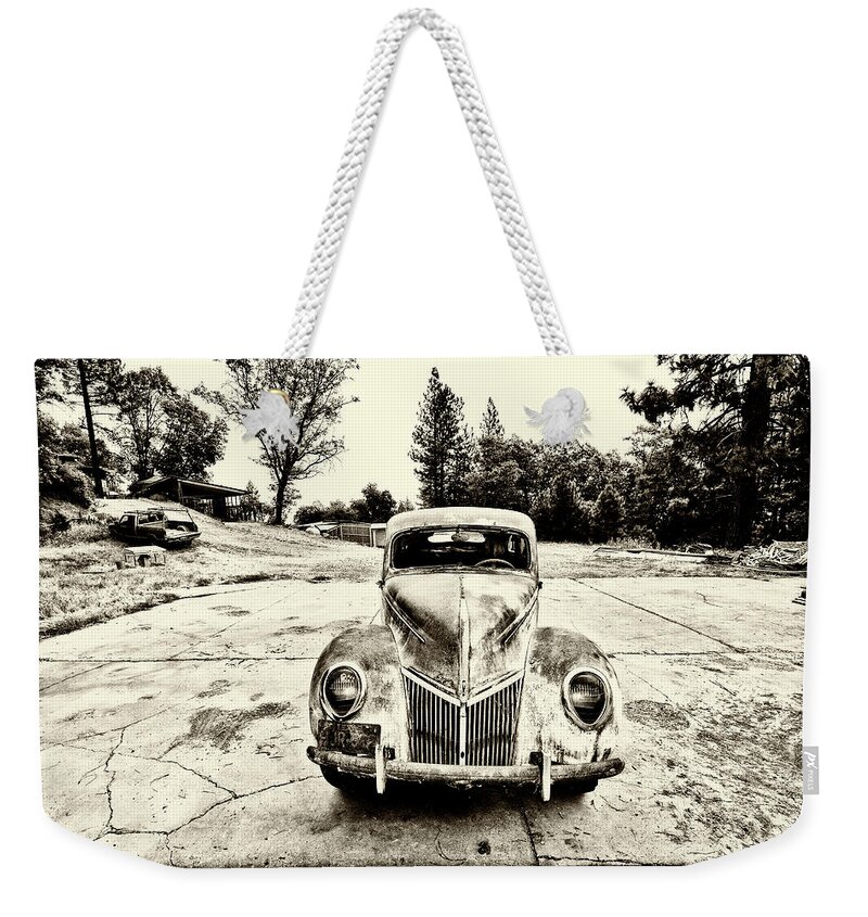 Ford Deluxe Weekender Tote Bag featuring the photograph The Old Ford by Tom Kelly