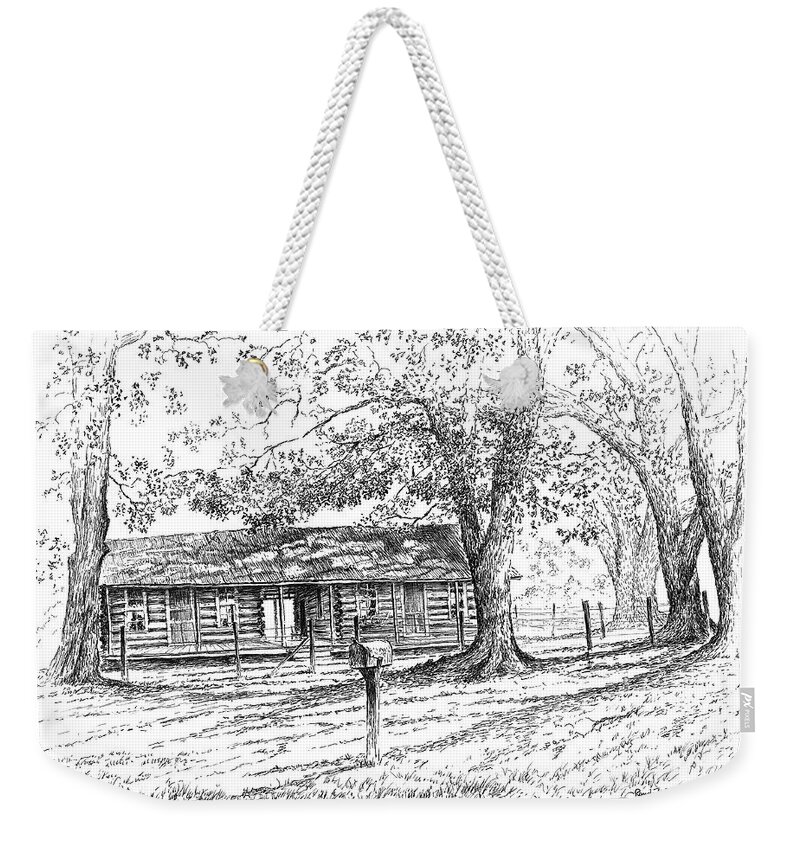 Homeplace Weekender Tote Bag featuring the drawing The Old Homeplace by Randy Welborn
