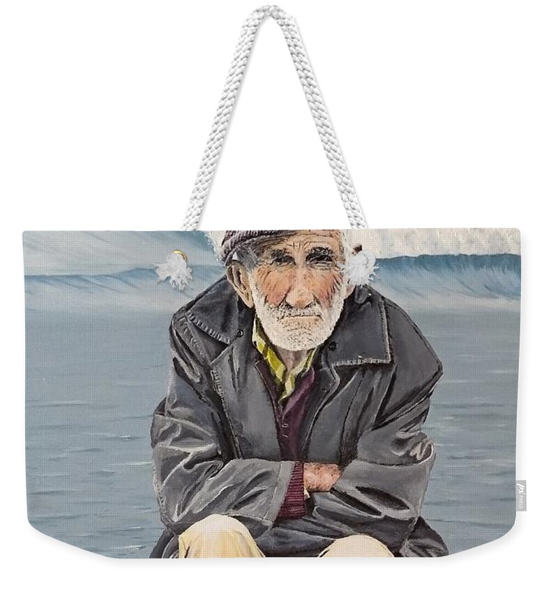 Man Weekender Tote Bag featuring the painting The Old Waterman by Kevin Daly
