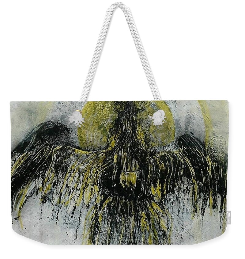 Abstract Weekender Tote Bag featuring the painting The Omen by 'REA' Gallery