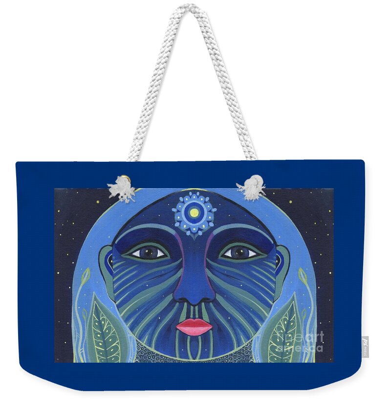 Woman Weekender Tote Bag featuring the digital art The Other Side 2 - Full Face 2 by Helena Tiainen