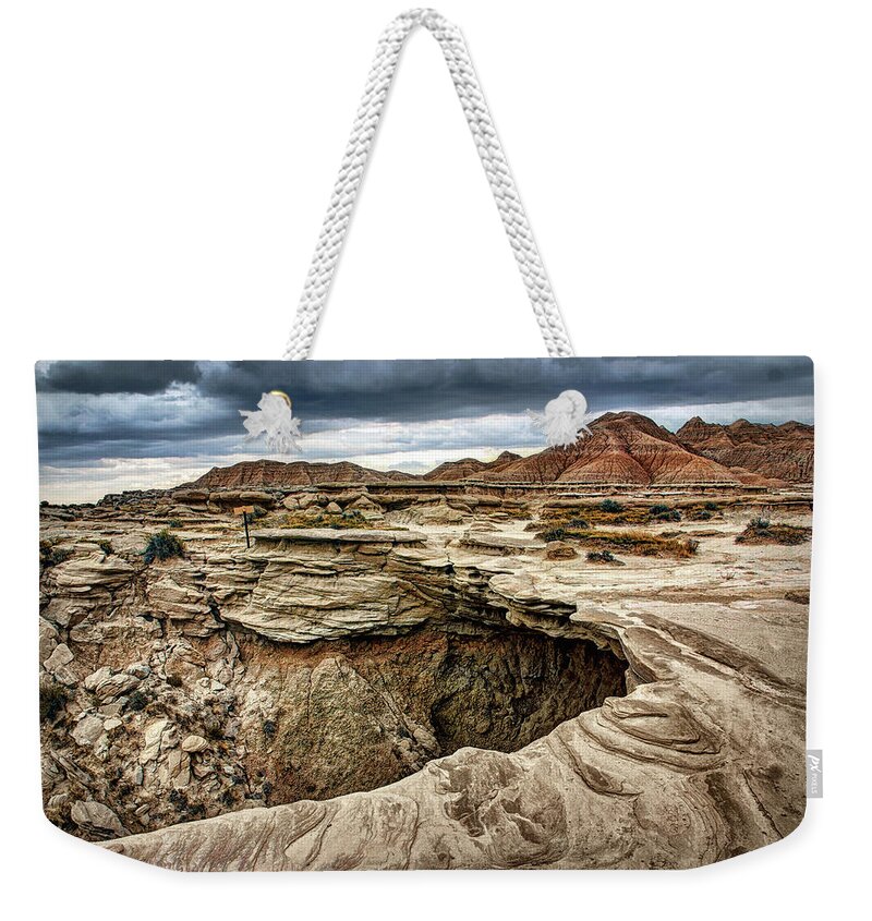 Toadstool Geologic Park Weekender Tote Bag featuring the photograph The Overhang - Toadstool Geologic Park by Nikolyn McDonald