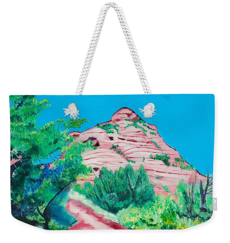 Sedona Weekender Tote Bag featuring the painting The Path  20 x 24 by Santana Star