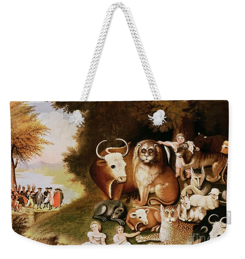 The Weekender Tote Bag featuring the painting The Peaceable Kingdom by Edward Hicks