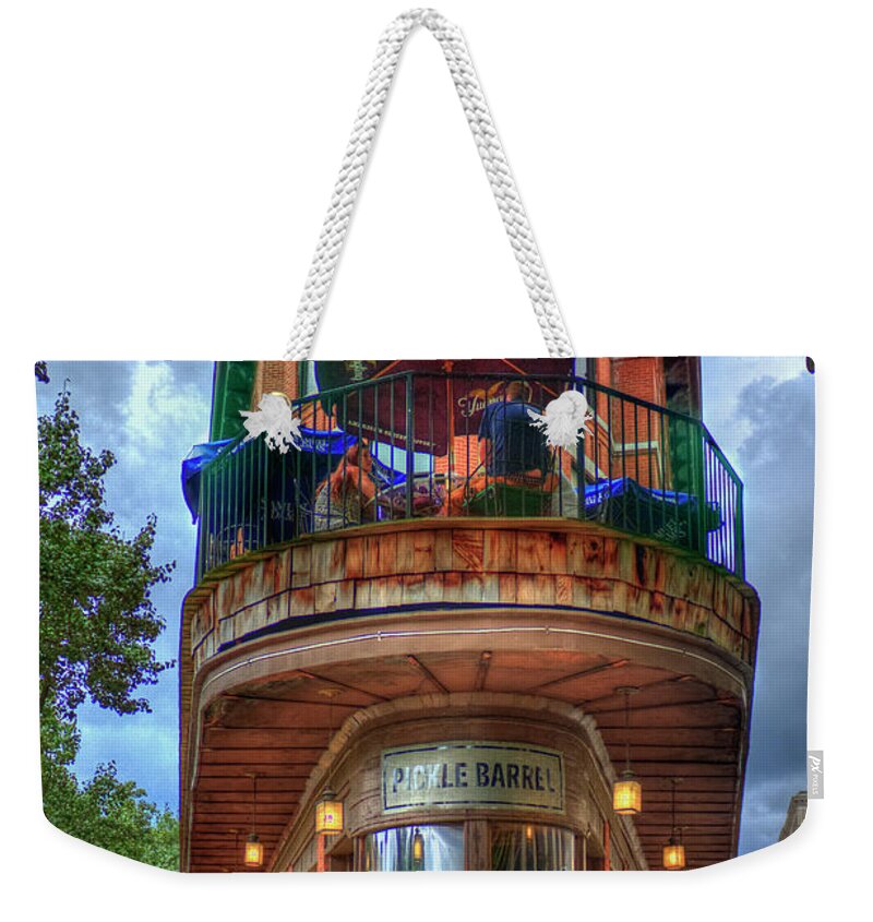 Reid Callaway The Pickle Barrel Images Weekender Tote Bag featuring the photograph Chattanooga TN The Pickle Barrel Cafe Restaurant Bar Pub Flatiron Architectural Art by Reid Callaway