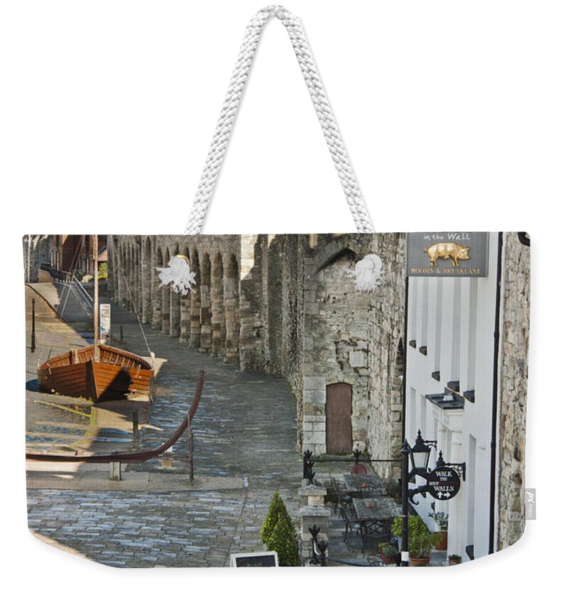 Medieval Weekender Tote Bag featuring the photograph The Pig in the Wall Southampton by Terri Waters