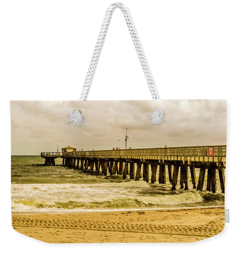 Pompano Pier Weekender Tote Bag featuring the photograph The Pompano Pier by Wolfgang Stocker