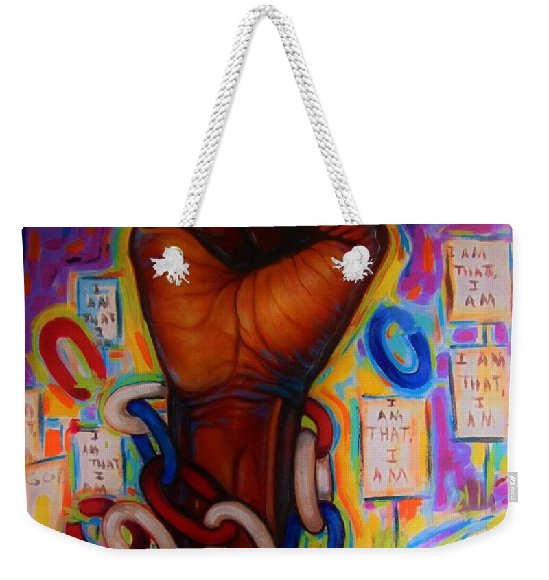 African American Art Weekender Tote Bag featuring the painting I Am That ,i Am by Emery Franklin