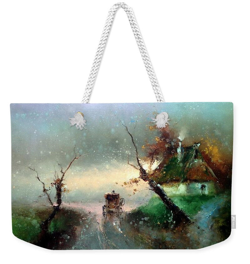 Russian Artists New Wave Weekender Tote Bag featuring the painting The Rays of the Morning Sun by Igor Medvedev