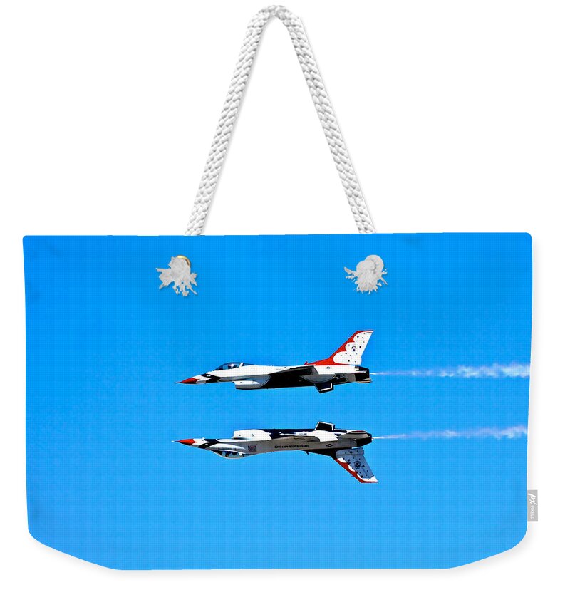 Thunderbirds Weekender Tote Bag featuring the photograph The Reflection Pass by Don Mercer
