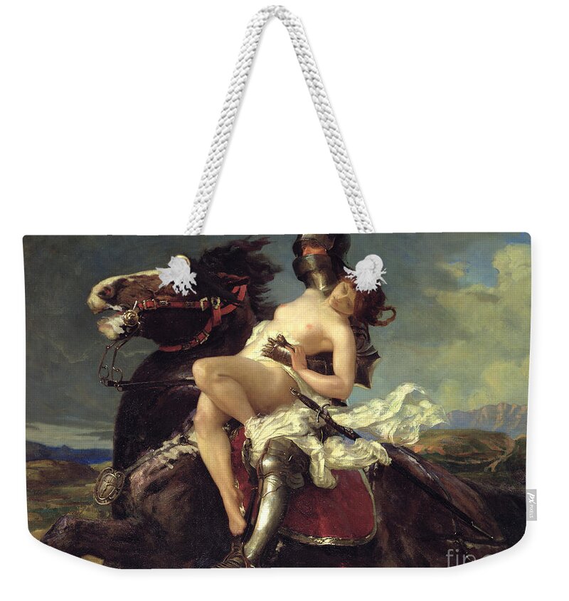 The Weekender Tote Bag featuring the painting The Rescue by Vereker Monteith Hamilton