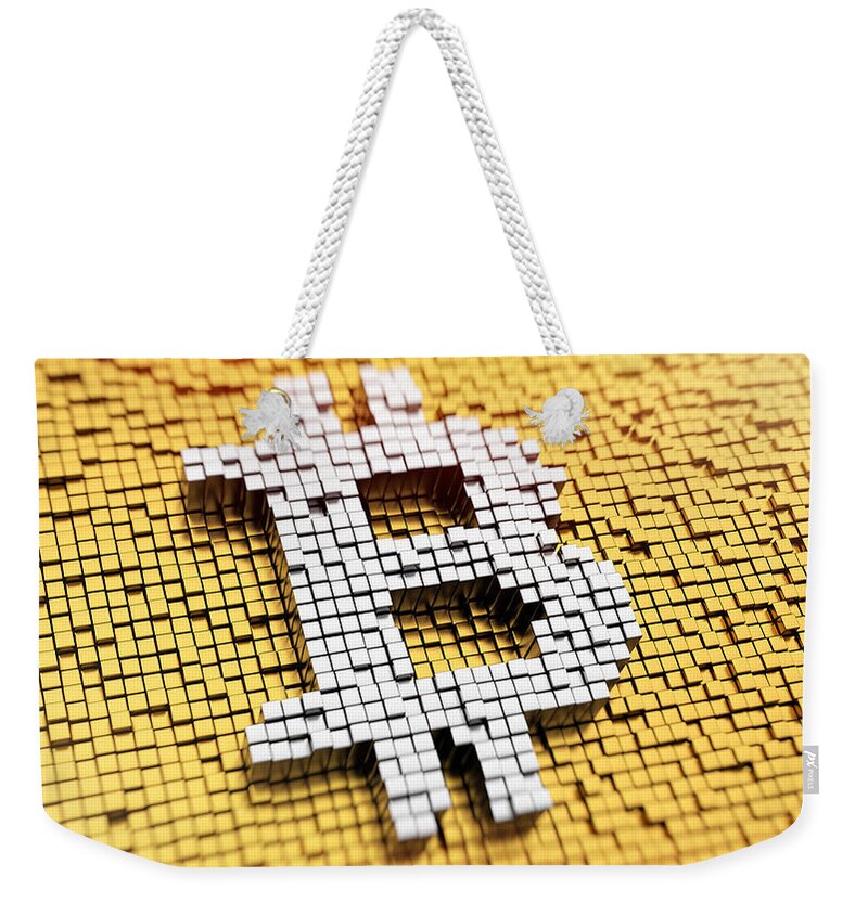 The Rise And Rise Of Bitcoin Weekender Tote Bag featuring the digital art The Rise and Rise of Bitcoin by Super Lovely