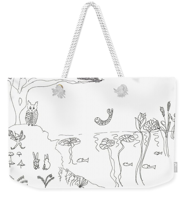 River Weekender Tote Bag featuring the painting The River Bank by Helen Holden-Gladsky