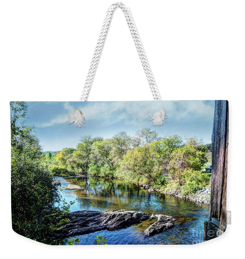 Water Weekender Tote Bag featuring the photograph The River Below by Deborah Klubertanz