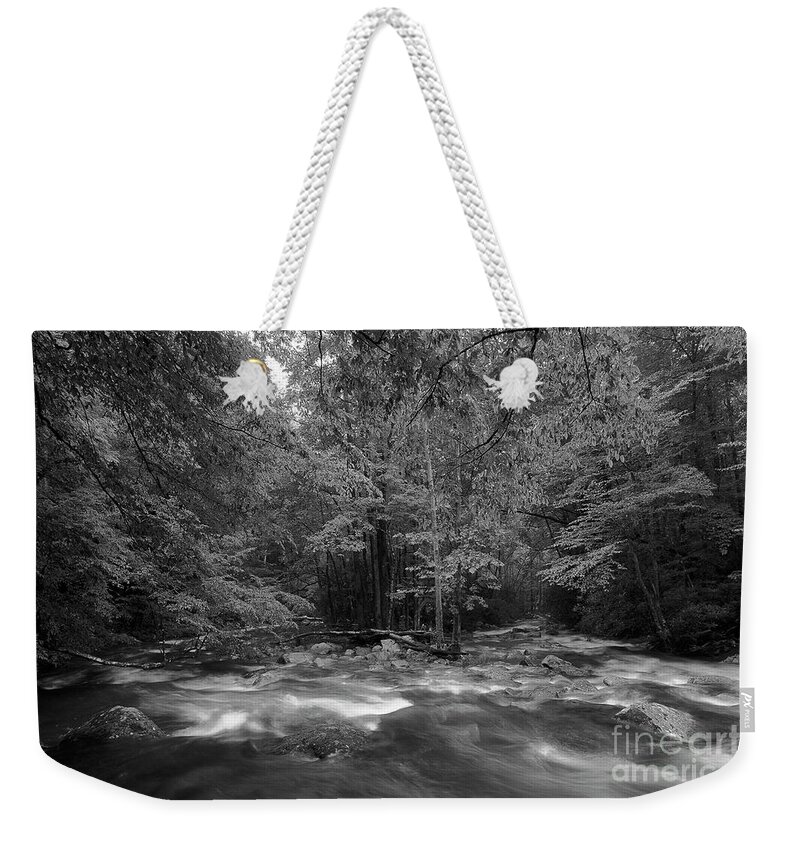River Weekender Tote Bag featuring the photograph The River Forges On by Mike Eingle