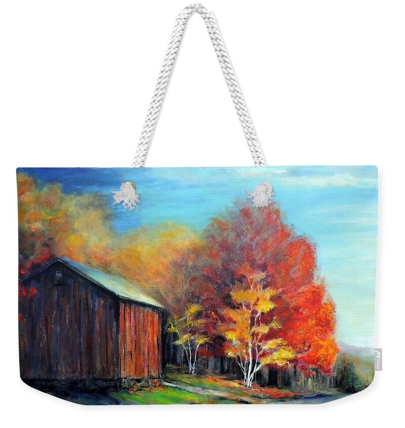 Barn Weekender Tote Bag featuring the painting The Road Home by Jodie Marie Anne Richardson Traugott     aka jm-ART