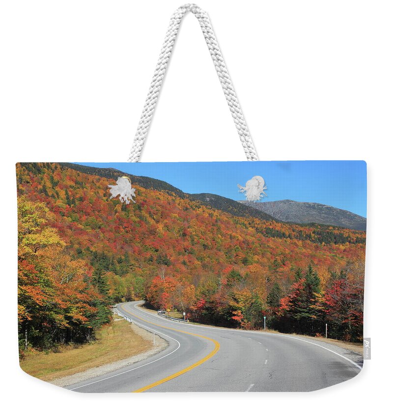 Autumn Weekender Tote Bag featuring the photograph The Road through Pinkham Notch by John Burk