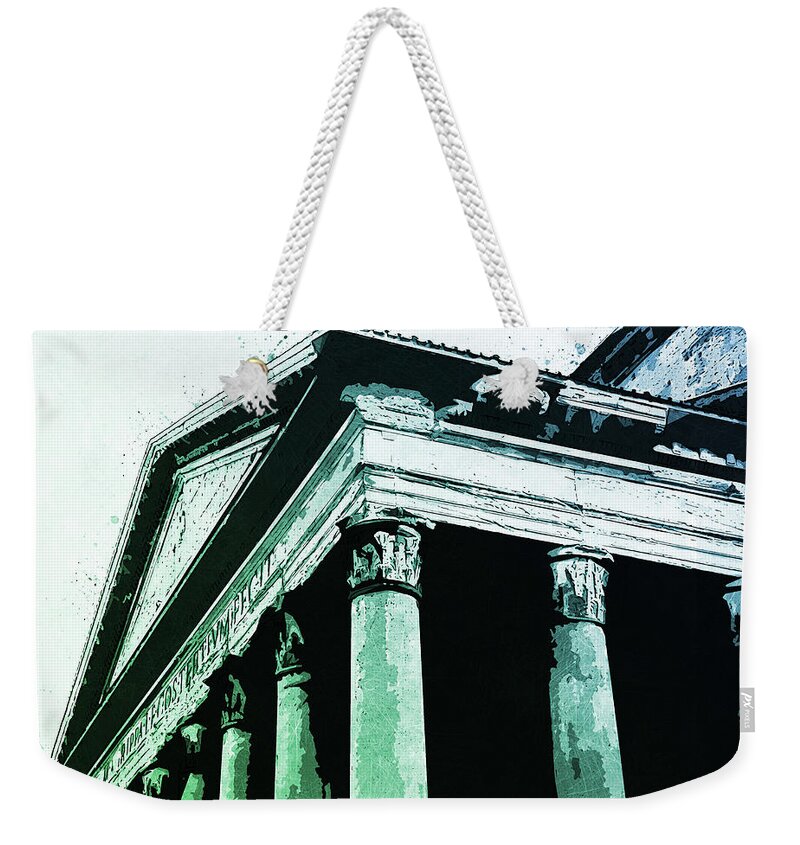 Rome Weekender Tote Bag featuring the painting The Roman Pantheon - 03 by AM FineArtPrints