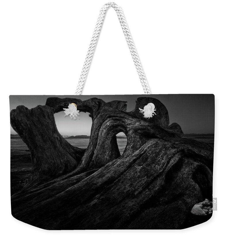 Abstract Weekender Tote Bag featuring the photograph The roots of the Sleeping Giant BW by Jakub Sisak