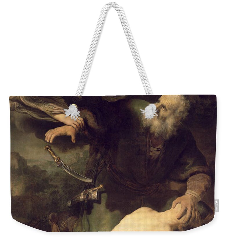 Rembrandt Weekender Tote Bag featuring the painting The Sacrifice of Abraham by Rembrandt