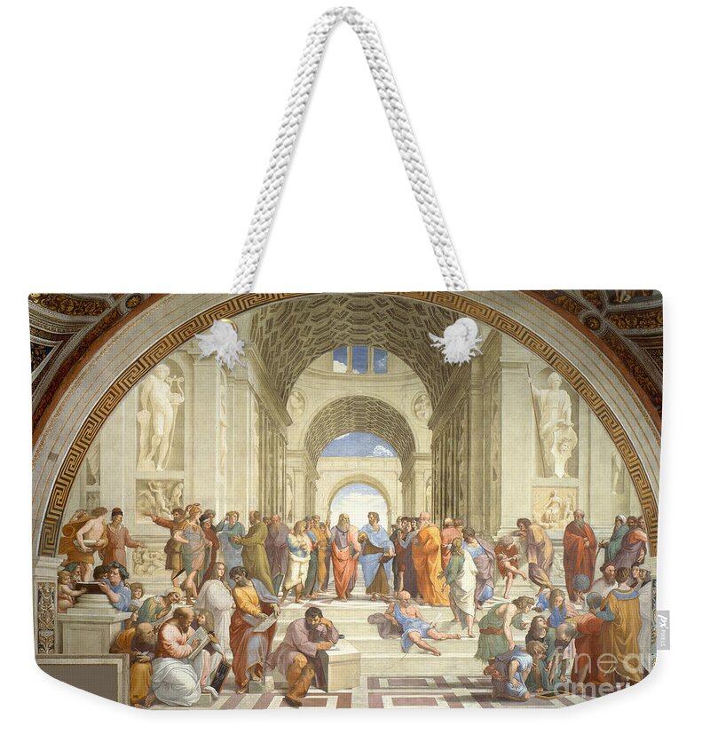 Science Weekender Tote Bag featuring the photograph The School Of Athens, Raphael by Science Source