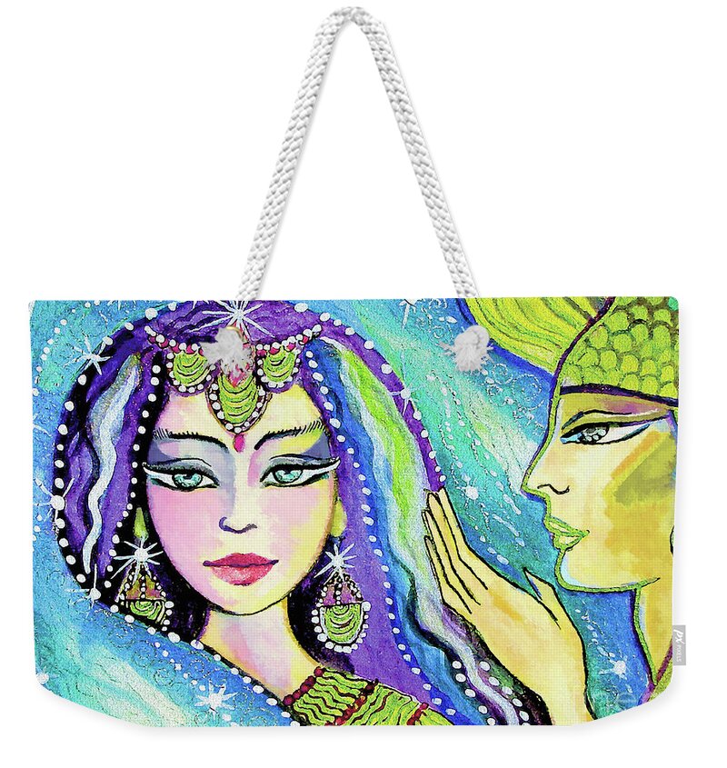 Indian Goddess Weekender Tote Bag featuring the painting The Secret by Eva Campbell