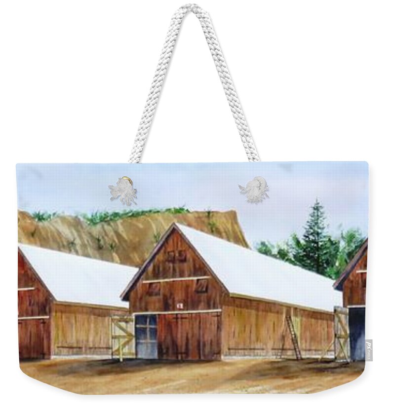 Tobacco Weekender Tote Bag featuring the painting The Sentinels by Joseph Burger