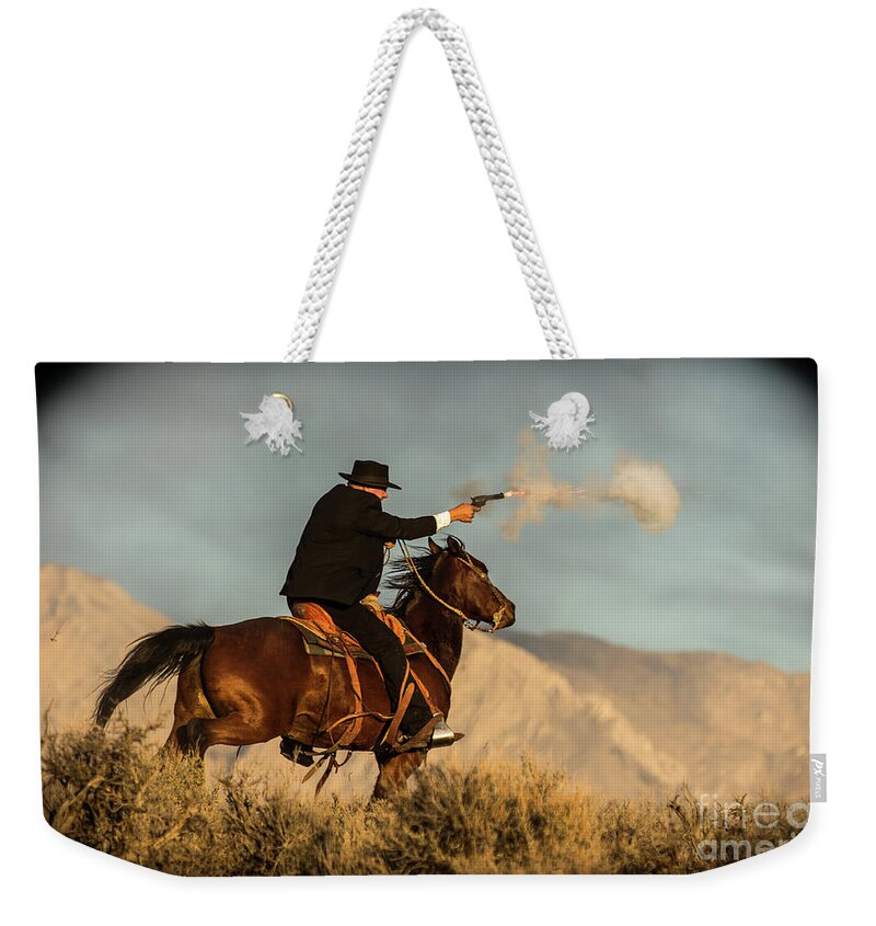 Hannah Weekender Tote Bag featuring the photograph The Sharp Shooter Western Art by Kaylyn Franks by Kaylyn Franks