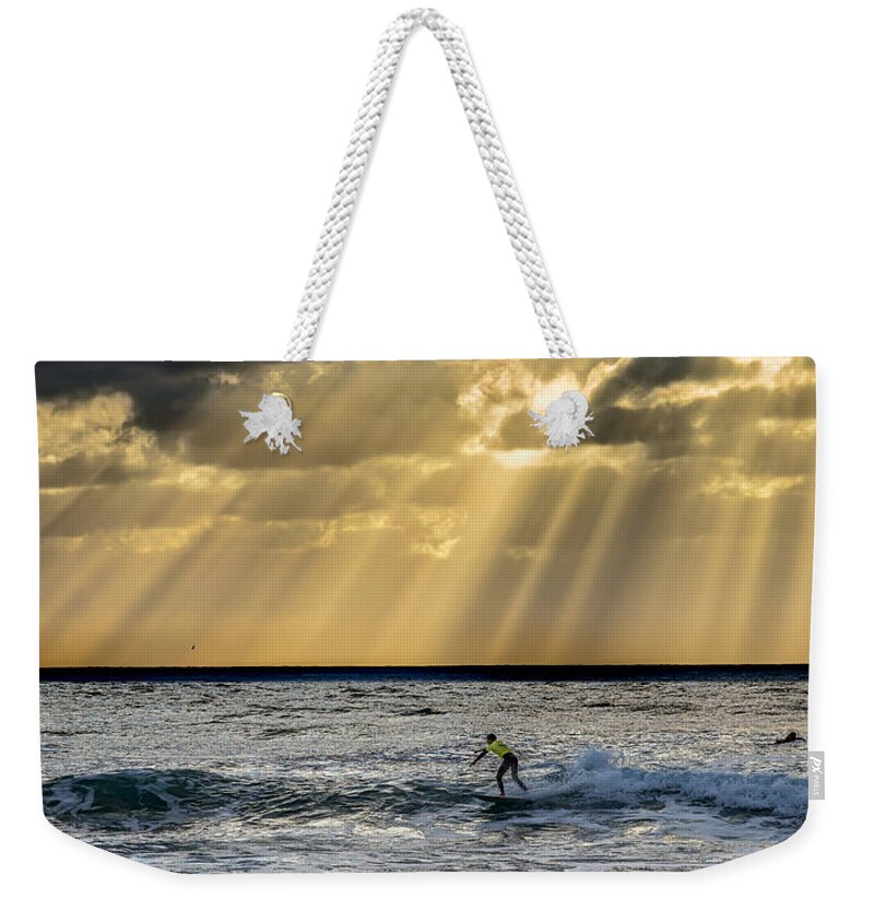 Action Weekender Tote Bag featuring the photograph The Silver Surfer by Peter Tellone
