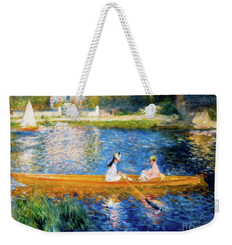 Renoir Boating On The Seine Weekender Tote Bag featuring the painting Boating on the Seine by Renoir by Auguste Renoir