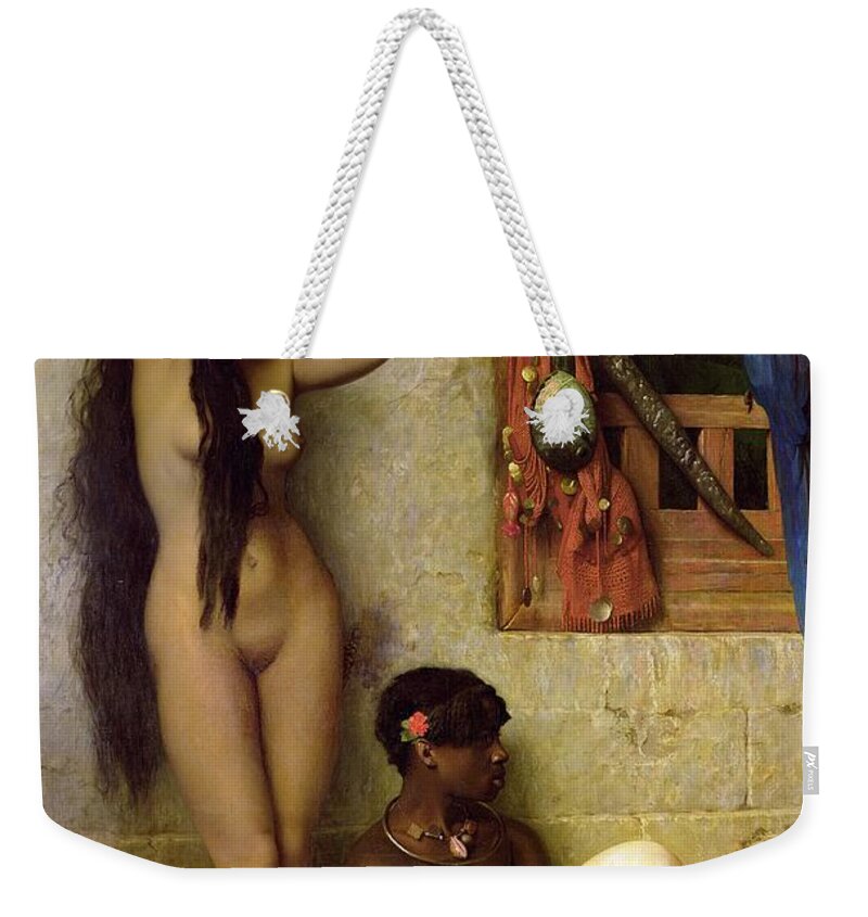 The Weekender Tote Bag featuring the painting The Slave for Sale by Jean Leon Gerome