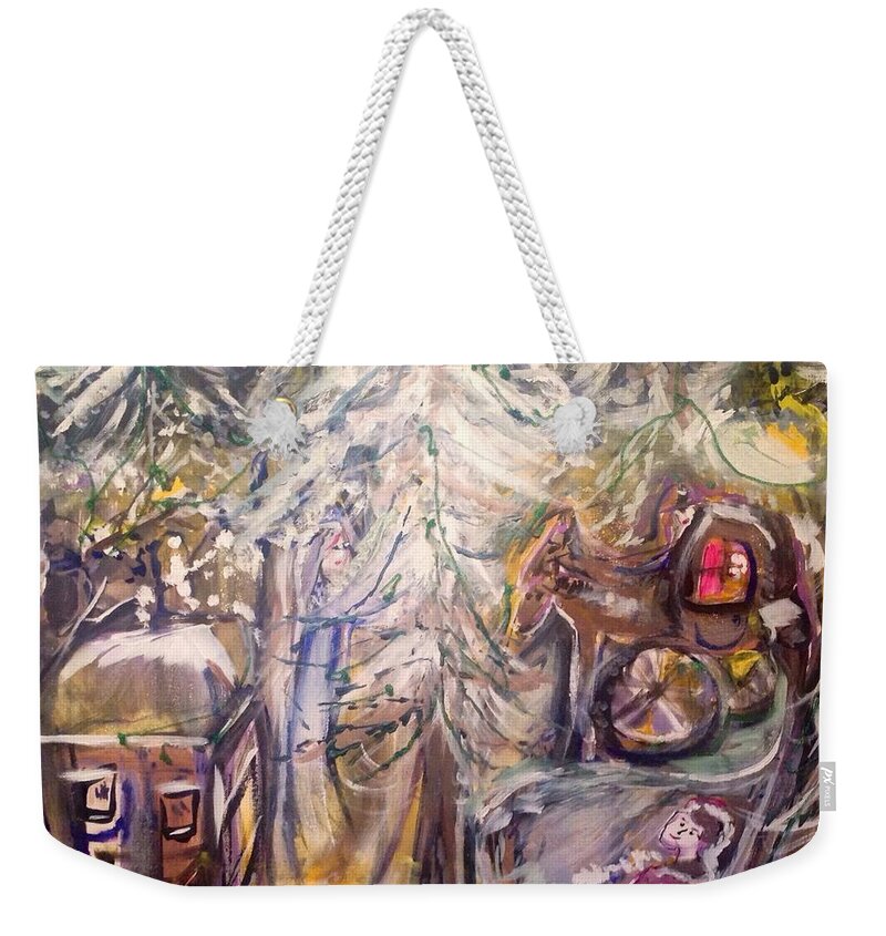 Woods Weekender Tote Bag featuring the painting The Snow In The Woods by Judith Desrosiers